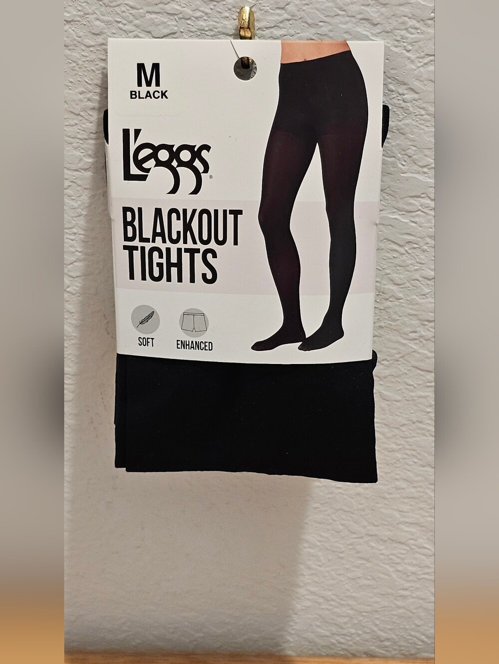 NIP L'eggs Blackout Tights Size M Medium Opaque Black Brand New